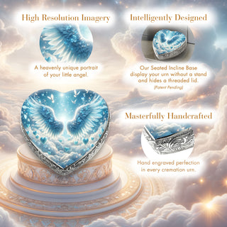 Blue Free Angel Baby or Child Cremation Urn