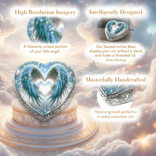 Teal Angel Embrace Baby or Child Cremation Urn