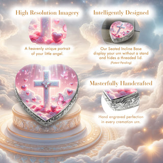 Pink Cross Baby or Child Cremation Urn